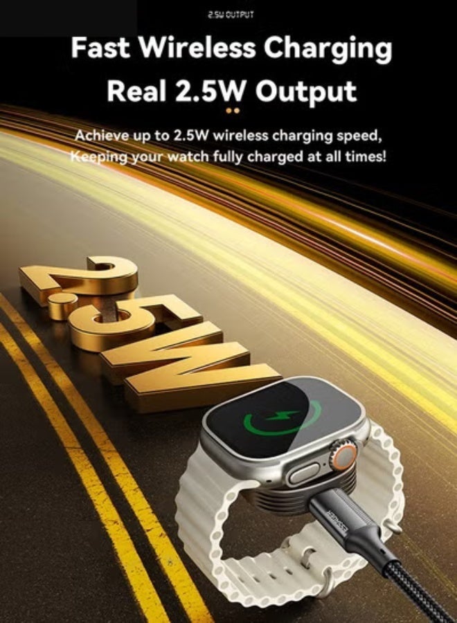 ESSAGER Magnetic Wireless Watch Charger, Ultra-Thin 9mm 2.5W Fast Charging Dock with Dual Ports, Portable Smartwatch Charger Compatible with Apple Watch Series 2-9 SE Ultra, Lightweight Watch Charger for Travel - Image 3